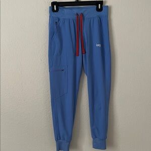 Lago Blue Jogger Scrubs with Red Drawstring in Size XXS
